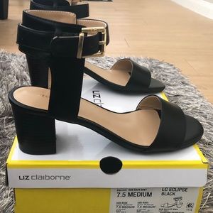 Liz Claiborne sandals with 2.5” heel.